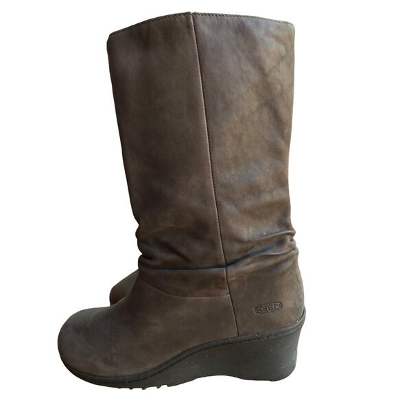 Keen Akita Mid-calf Leather Scrunchie Boots with Wedge Heels size 8 - Picture 5 of 10